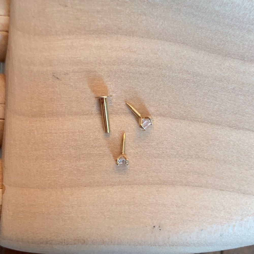 14KYG 2.5mm & 2mm CZ Cartilage Stud Earring Set - Picture 3 of 7